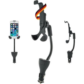 Schwaiger LHSP200 513 Universal Smartphone Holder (Set of 2) with Gooseneck-Black