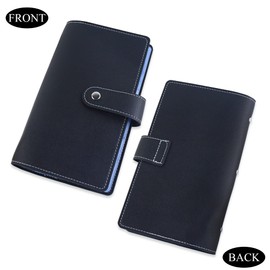 Haecsfl Business Card Organizer,Business Card Holder Book Case PU Leather Organization Binder Name ID Card Holder for Men & Women, Up to 96 Cards Capacity(1-Black), AU-CARD HOLDER-1-BLACK