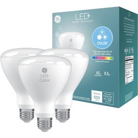 GE LED+ Color Changing LED Light Bulbs with Remote, BR30 Indoor Multicolor Floodlights, College Dorm Light, Dorm Room Essentials, 8.5W (3 Pack)