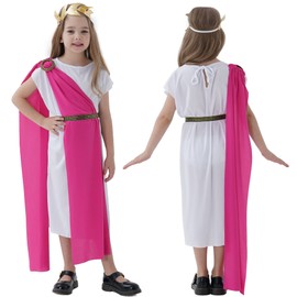 TOGROP Greek Toga Costume for Kids Girls Ancient Greece Mythos Philosopher Rome Nobility Cosplay 2-7 Years Pink