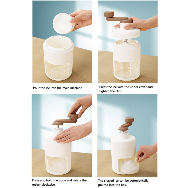 Manual Ice Crusher Hand Ice Shaver Machine Snow Cone Maker