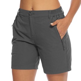 BGOWATU Women's Hiking Golf Shorts Quick Dry Lightweight Cargo Outdoor Active Summer Shorts with Zipper Pockets Dark Gray Size L
