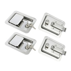 JAYGOVAN 4 Pcs Trailer Paddle Door Latch Handle Stainless Steel RV Truck Tool Box Lock with Gasket T-Handle Latch & Keys Truck Tool Box Lock Replacement Kit for Camper, RV, Trailer, ATV, UTV