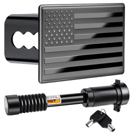METOWARE Trailer Hitch Covers, Heavy American Flag Metal Hitch Cover for 2 Inch Receivers, Tow Hitch Covers for Trucks Accessories (with Anti-Rattle 5/8-Inch Diameter Hitch Lock)