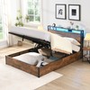 Full-Size Platform Bed with Charging Station and Bookcase Headboard, Wooden