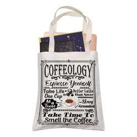 Coffee Lover Gift Caffeine Latte Coffeology Espresso Youself Shopping Bag Women Christmas Birthday Travel Tote Bag, Coffeology, Medium, Daily