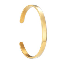 Premium Cuff Bracelet for Men & Women | Stainless Steel Bangle Bracelet (Gold, 4MM)