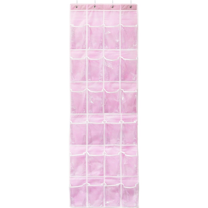 SimpleHouseware Crystal Clear Over The Door Hanging Shoe Organizer, 24