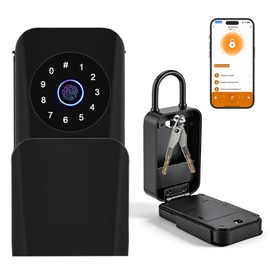 Smart Key Lockbox, Weatherproof & Portable Key Safe Outdoor, Master Lock Key Safe (5 Ways to Unlock: Fingerprint/Code/Card/App/Key) for Airbnb,Office,Home,Garage,Guest Access