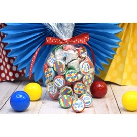 Building Blocks & Bricks Birthday Kiss Sticker Labels for Kids, 300 Party Circle Sticker sized 0.75” for Chocolate Drop Kisses by AmandaCreation, Great for Party Favors, Treats, Envelope Seals &