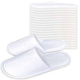 Anmerl Spa Slippers for Men and Women - Premium Bulk Hotel Slippers - Breathable Soft Cotton House Guest Slippers - Non Slip, Washable, Reusable - 10 Pairs (White, Medium)