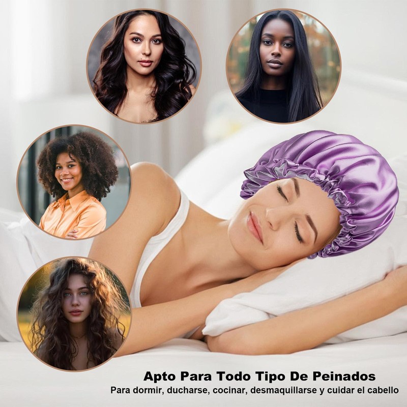 3 Piezas Gorro de Seda para Dormir, Gorros de Satén
