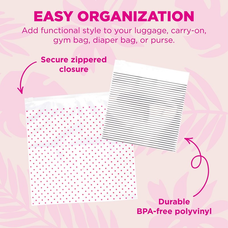 Miamica Dots & Stripes, Fuchsia & Navy, 12 Pack