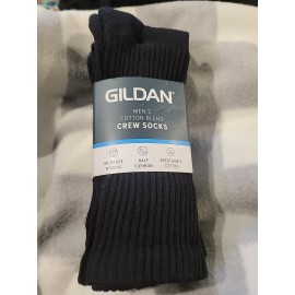 Gildan 3 Pack Gildan Adult Mens Crew Socks Black Moisture-Wicki