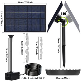 Solar Water Fountain Upgrade Solar Panel Water Fountain Adjustable Water Flow 2.8W 9V Solar Powered Water Pump for Water Feature Small Pond