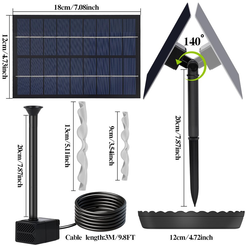 Solar Water Fountain Upgrade Solar Panel Water Fountain Adjustable Water