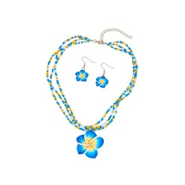 MMIUAEG Hawaiian Flowers Earrings Necklaces Set Bohemian Flower Dangle Earrings for Women Beach Holiday Summer Jewelry Accessories (Color B)