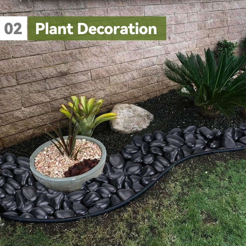 Pulovin 20 lbs Black Stones for Planters, 3-4 Inch Black