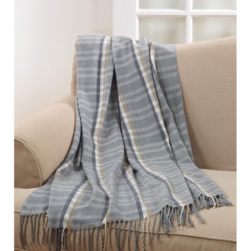 SARO LIFESTYLE Sevan Collection Plaid Design Throw Blanket, Grey