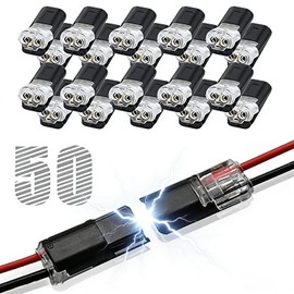 50pcs Double-Wire Plug-in Connector with Locking Buckle, Quick-Clip Fasteners Multi-Purpose Snap-On Blocks for Strip Lights DIY Crafting, Low-Voltage Decor & Model Kits