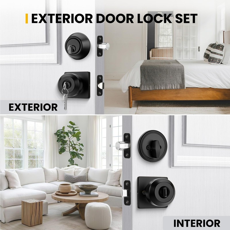 goldenwarm Exterior Deadbolt and Keyed Entry Door Knob Set, Key
