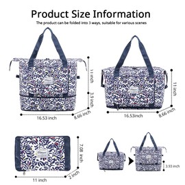 Orshawer Large Capacity Folding Travel Bag, Portable Lightweight Carry on Bag, Dry and Wet Separation Sports Duffel Bags