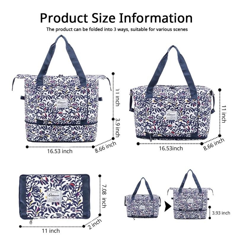 Orshawer Large Capacity Folding Travel Bag, Portable Lightweight Carry on