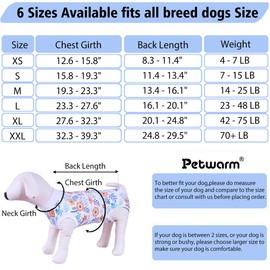 PetWarm Post Surgery Dog Onesie Female,Dog Coat's Inner Clothes,Bodysuit for Abdominal Wounds Skin Disease,Dog Abdominal Wounds Bandages,Dog Onesie for Spay Neuter,Flower Pattern,White,2XL