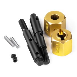 MOHRO Brass +12mm Extended Wheel Hubs Hex Pins and Steel Portal Drive Stub Axle Shaft Kit for Redcat-Ascent 1/10 RC Crawlers Upgrades