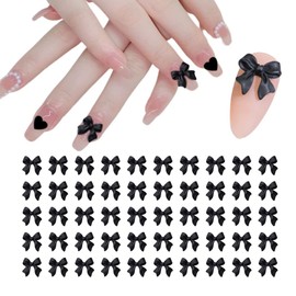 HappyHome Nail Parts, Ribbon, 3D Nail Parts, Large, 50 Pieces, 3D Nail Art, Nail Decoration, 50 Black