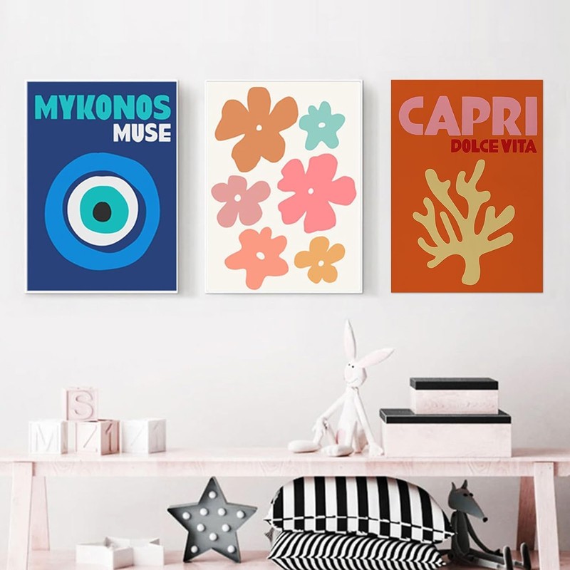 Preppy Ornament,Aesthetic Canvas Wall Art Prints Stuff Things,Set of 6