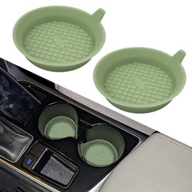 HQRNYP 2PCS Car Cup Holder Coaster, Automotive Cup Holders, Silicone Non-Slip Vehicle Cup Holder Insert Coaster, Car Accessories Waterproof Sift-Proof Spill Holders for SUV Sedan Truck (Light Green)