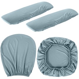 Tallew 4 Pcs Office Chair Covers Set Computer Universal Protective Stretchable Chair Seat Covers Desk Armrest Cover Pads Office Cushion Backrest for Rotating(Regular,Smoke Gray)