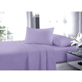 Fitted Bed Sheet With FREE Pillow Case Poly Cotton LILAC KING