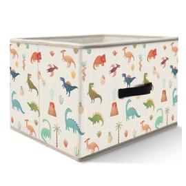 Nogrit Colorful Dinosaur Storage Bins Box, Toybox for Boys, Volcano Woods Dinosaur Foldable Baskets Organizer Container with Handles for Kids Boys Bedroom Bathroom Clothes Toys Books