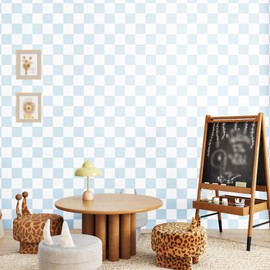 Wallderful Blue and White Checkered Wallpaper Modern Plaid Wallpaper Stick and Peel Renter Friendly Geometric Mosaic Contact Paper for Cabinets and Drawers Countertops Bedroom Dollhouse Kids Room