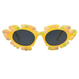 LJCZKA Vintage Sunglasses Cat's Eye Flowers Women Retro Sunglasses Flower Shape Fashion Trend Party Glasses Festival with UV Protection, Yellow #1