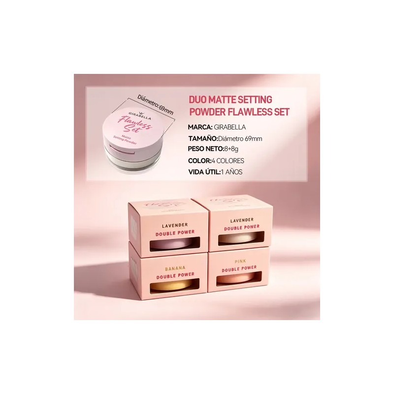 Dúo Matte Polvo Compacto Y Suelto 2 En 1 Fijador