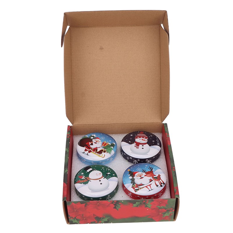 4Pcs Christmas Scented Candles Gifts Set Soy Wax Plant Oil