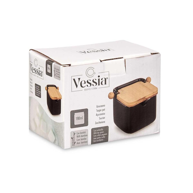 Vessia - Ceramic Sugar Bowl with Bamboo Lid with Sugar