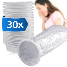 ECENCE Brech Bags with Ring Pack of 30, Burp Bag Car, Brechtüte Travel, Spit Bag Aeroplane, Poop Bag Opaque, High Capacity, Easy to Seal