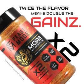 MOAB Honey Habanero Seasoning | Feast Mode Flavors 10oz Master Edition | Mother Of All Barbeque Spice Blend | Low Sodium | Low Calorie | Zero Artificial Fillers Binders or Dyes | Natural Meal Prep Flavoring | Savory Sweet Spicy Mix With Real Powdered Honey and Sundried Habanero Pepper great for Steak Chicken Pork Beef Fish Roasted Vegatables Rice Eggs and more!