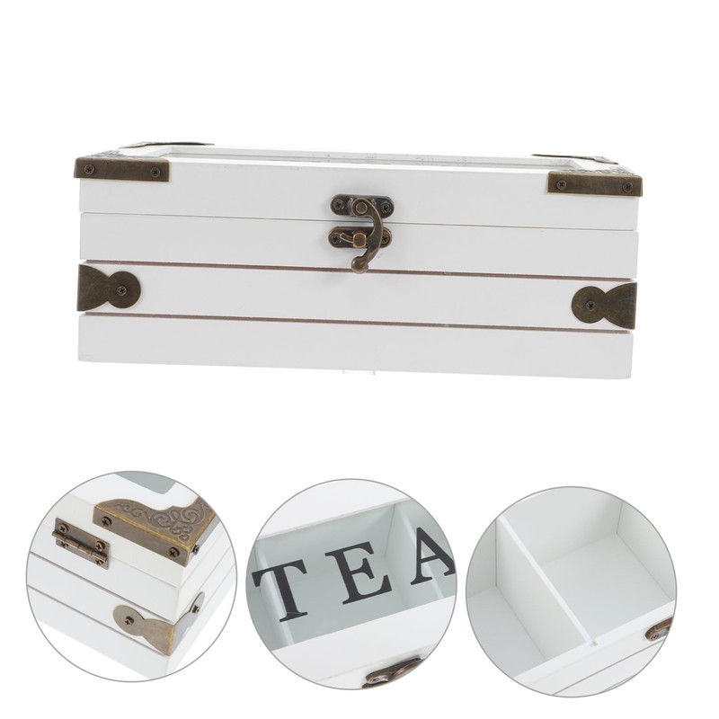 Ipetboom Wooden Tea Bag Organizer with Lid Multi Compartment Storage