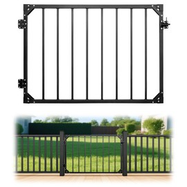 32.5 Inch Heavy Duty Adjustable Outdoor Metal Deck Gate with Hinges & Latch