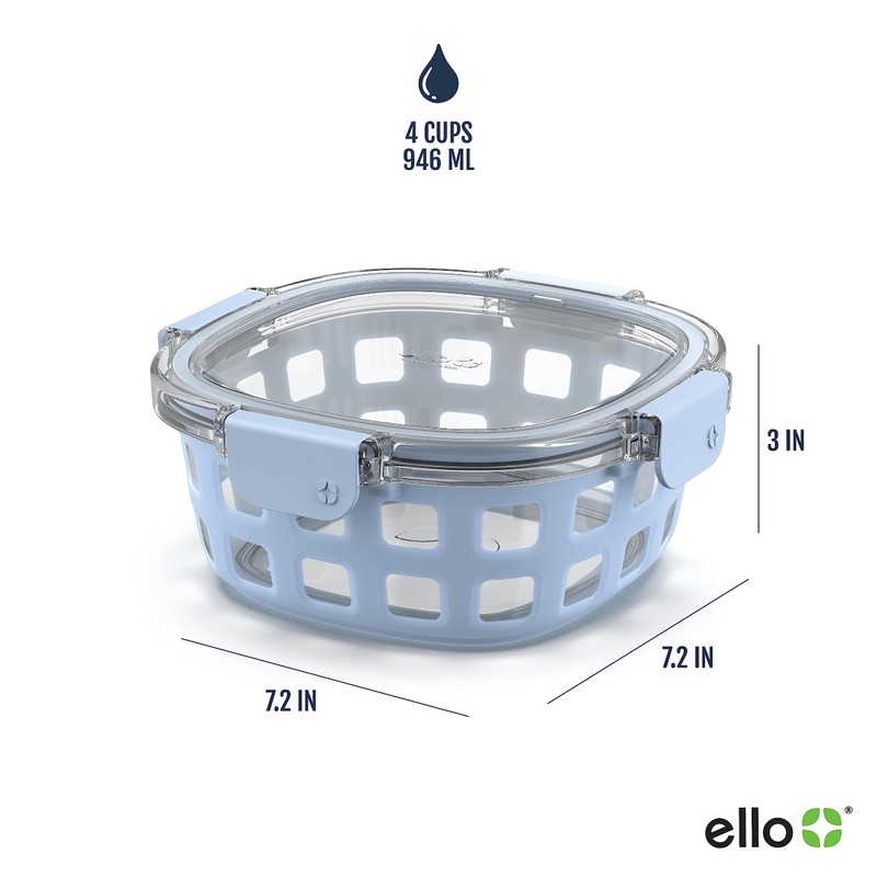Ello Duraglass Meal Prep Container, 4 Cup- Glass Food Storage