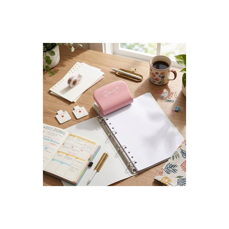 Perforadora Manual de Papel, Taladro de Documentos Pequeño 5 Hojas