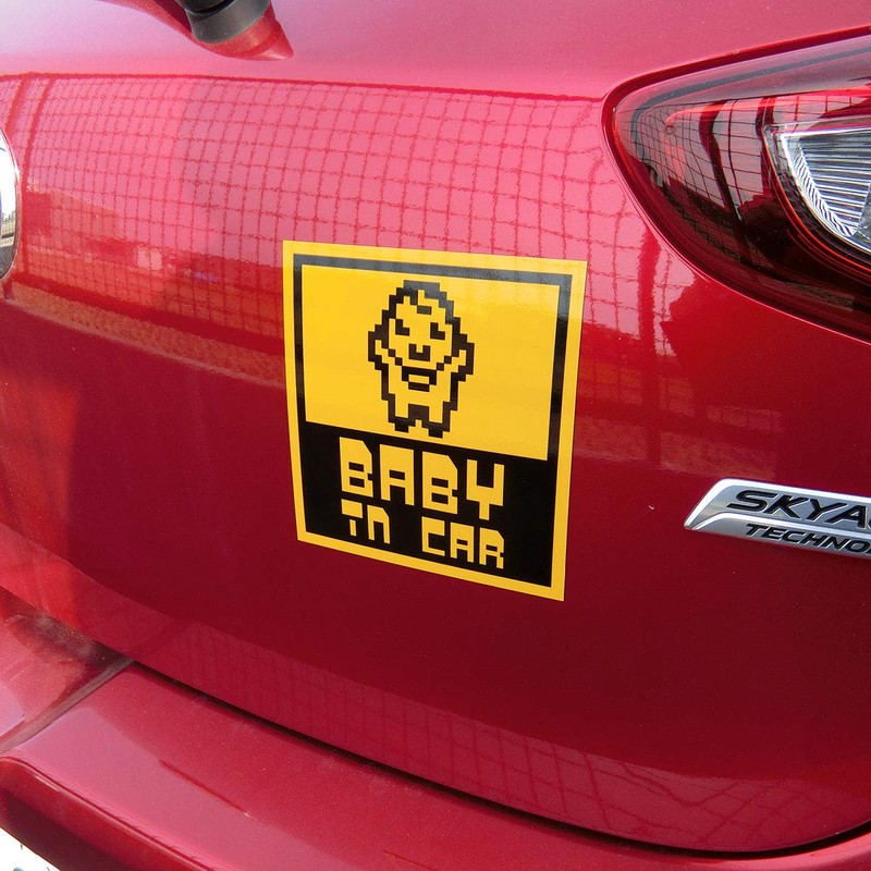 Baby in Car Reflective Dots Magnetic Sheets, Nostalgic Famicom Style