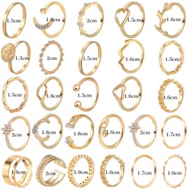 Defrsk 25 Pcs Knuckle Rings for Women Stackable Rings Set Girls Bohemian Retro Vintage Joint Finger Rings Hollow Jewelry Gifts (Gold-C 25PCS)