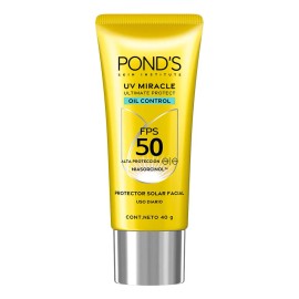 Protector Solar Facial Pond's 50 FPS UV Miracle Oil Control, Piel Grasa con Niasorcinol 40g