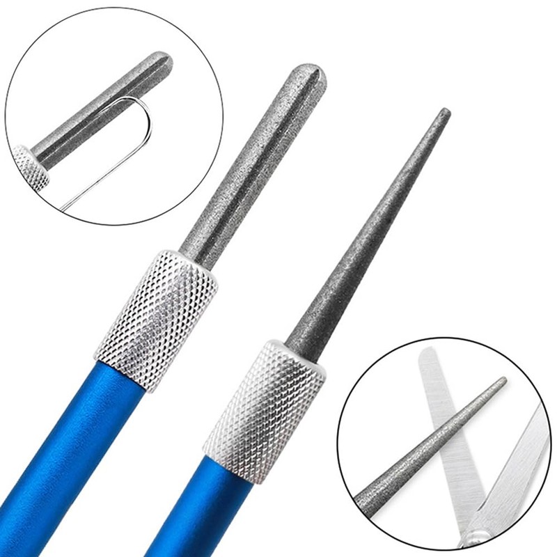 Wolfride 2Pcs Serrated Knife Sharpener, Retractable Diamond Sharpening Rod Multifunctional